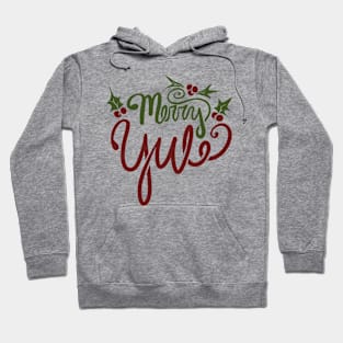 Merry Yule With Holly and Berries Hoodie